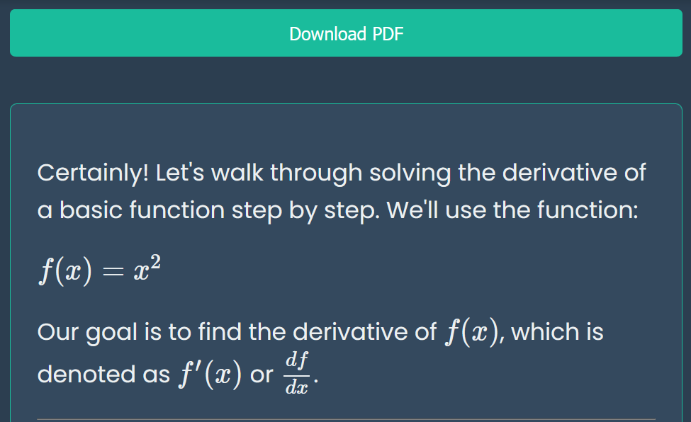 Live markdown and mathjax rendering tool example picture.